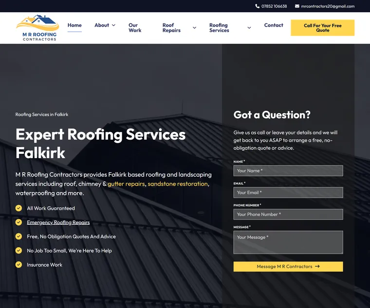 M R Contractors website, built by One Blue Pixel